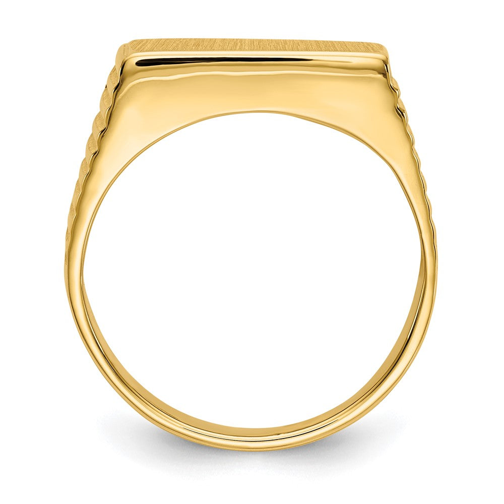 14k 15.0x7.0mm Rectangle Open Back Mens Signet Ring