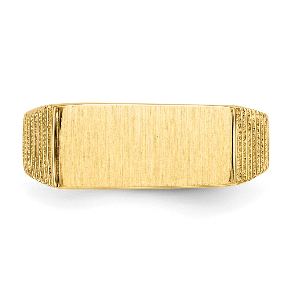 14k 15.0x7.0mm Rectangle Open Back Mens Signet Ring