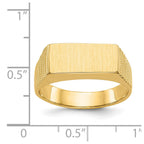 14k 15.0x7.0mm Rectangle Open Back Mens Signet Ring