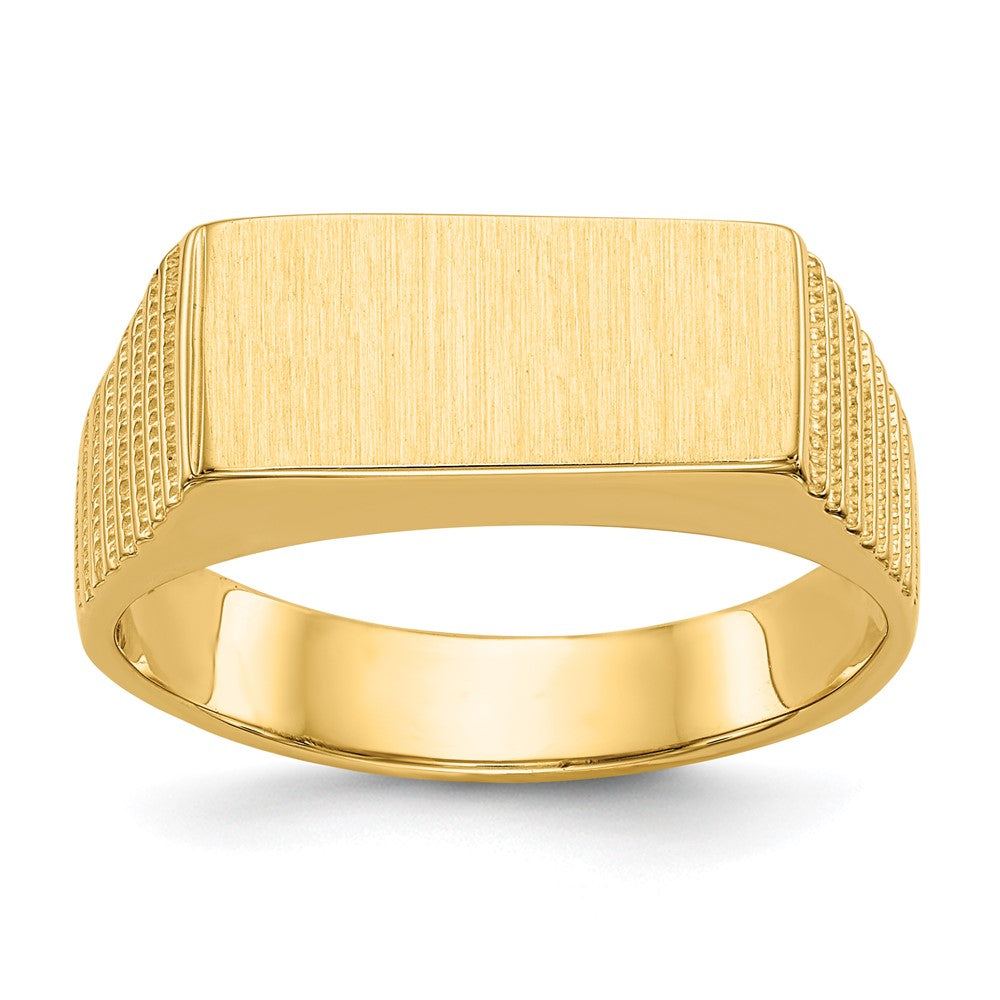 14k 15.0x7.0mm Rectangle Open Back Mens Signet Ring
