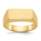 14k 15.0x7.0mm Rectangle Open Back Mens Signet Ring