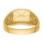 14k 10.5x9.0mm Octagon Open Back Mens Nugget Signet Ring