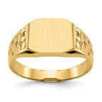 14k 10.5x9.0mm Octagon Open Back Mens Nugget Signet Ring