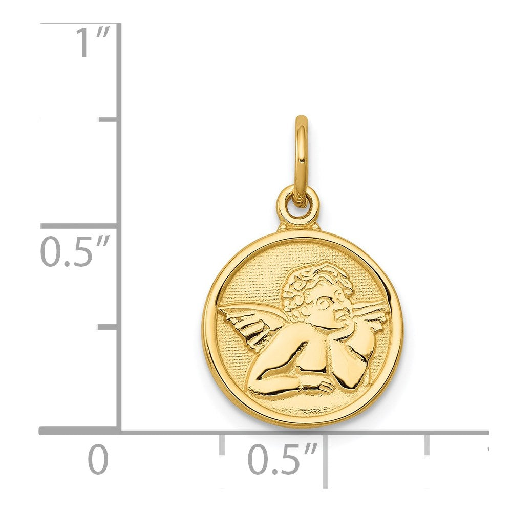 14k Polished Angel Round Charm