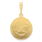 14K Polished and Satin Angel Round Pendant