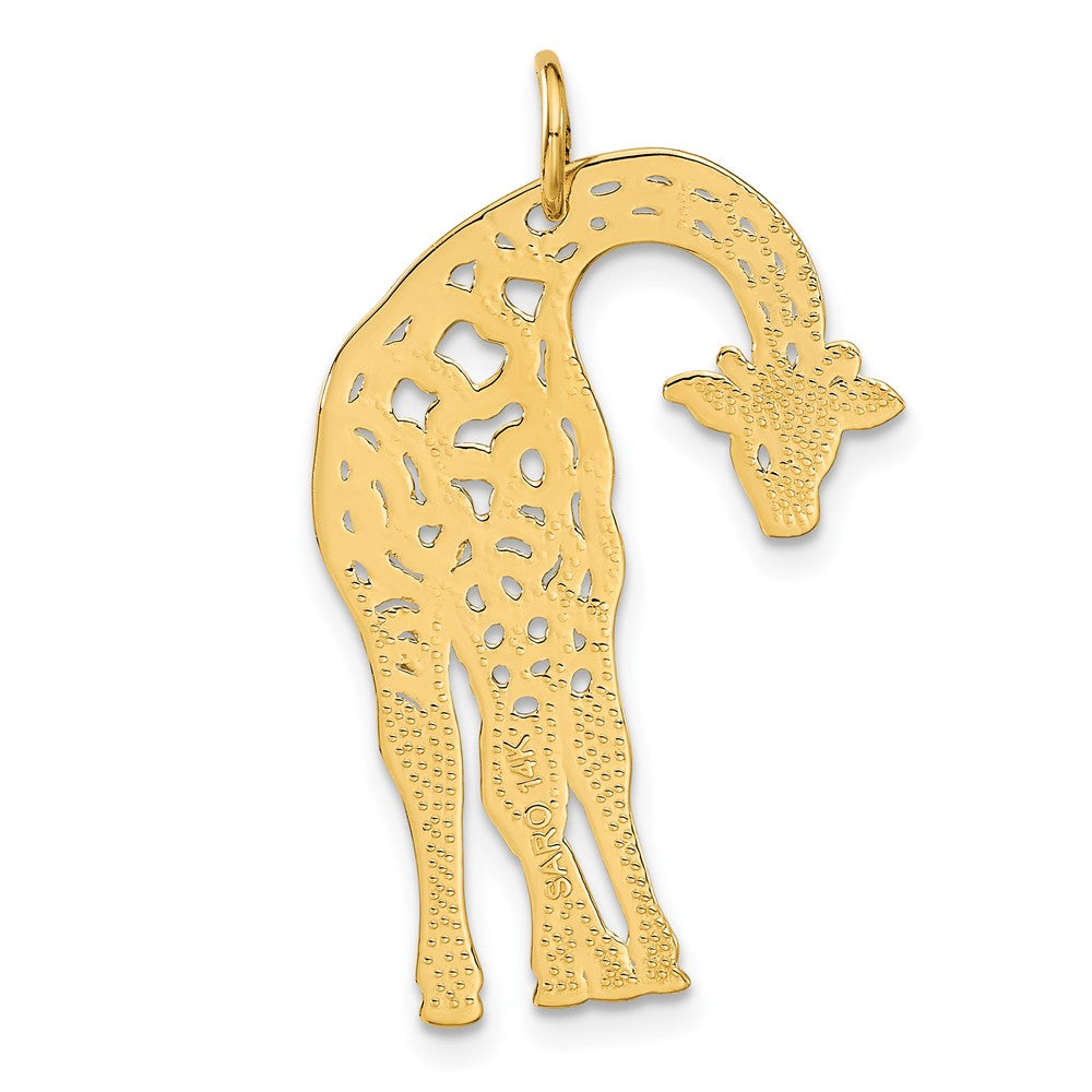 14k Satin Diamond-cut Giraffe Charm