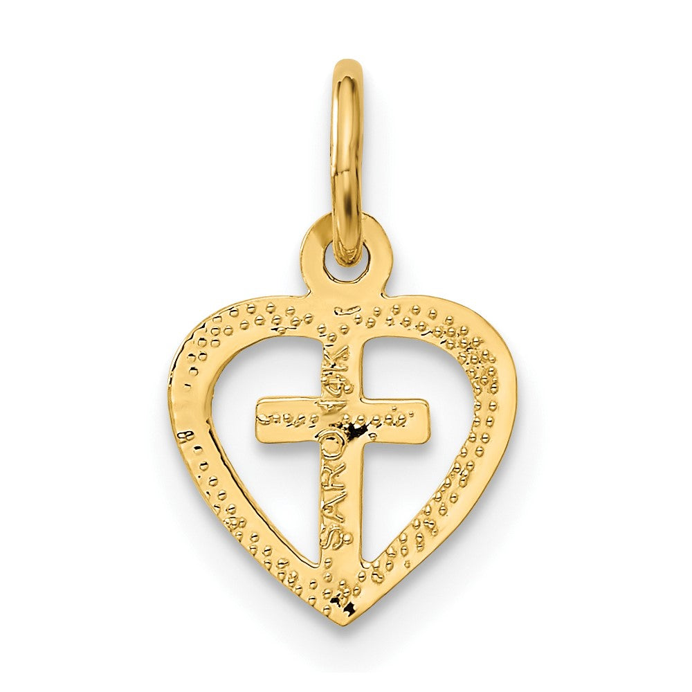 14k Small Cross in Heart Charm