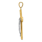 14k Satin Two-tone Crucifix Pendant