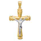 14k Satin Two-tone Crucifix Pendant