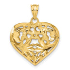 14k Polished Diamond-cut Fancy 3-D Heart Charm