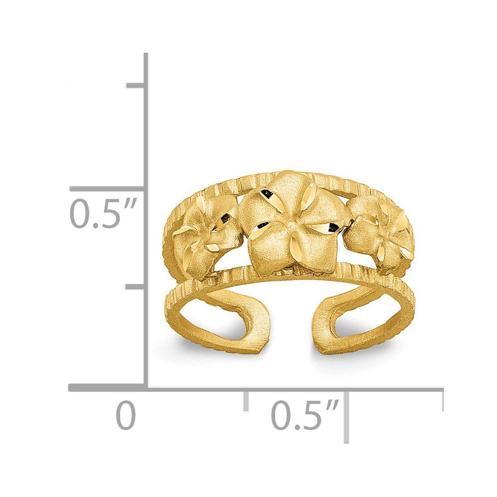 14k Diamond-cut Plumeria Toe Ring