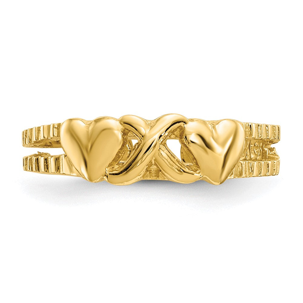 14k Hearts-and-X Toe Ring