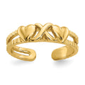 14k Hearts-and-X Toe Ring
