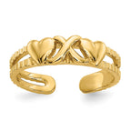 14k Hearts-and-X Toe Ring