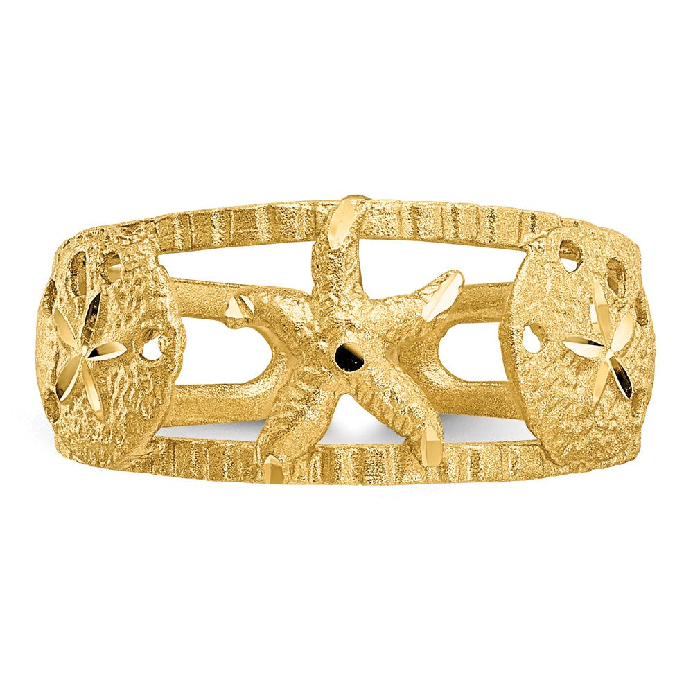 14k Starfish and Shells Toe Ring