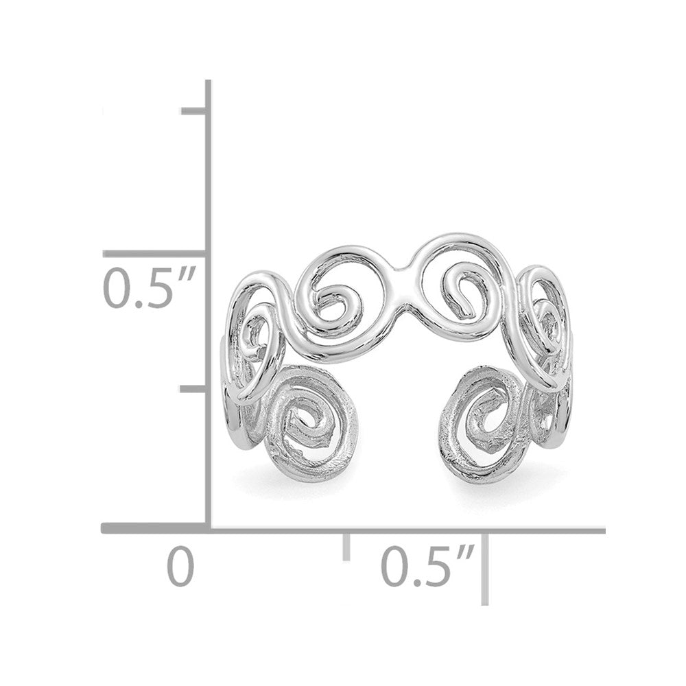 14k White Gold Scroll Toe Ring