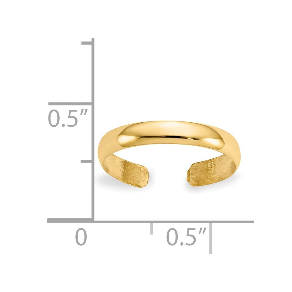 14k High Polished 2.5mm Band Toe Ring