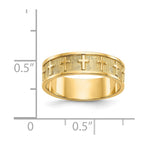14k Polished and Satin Cross Band