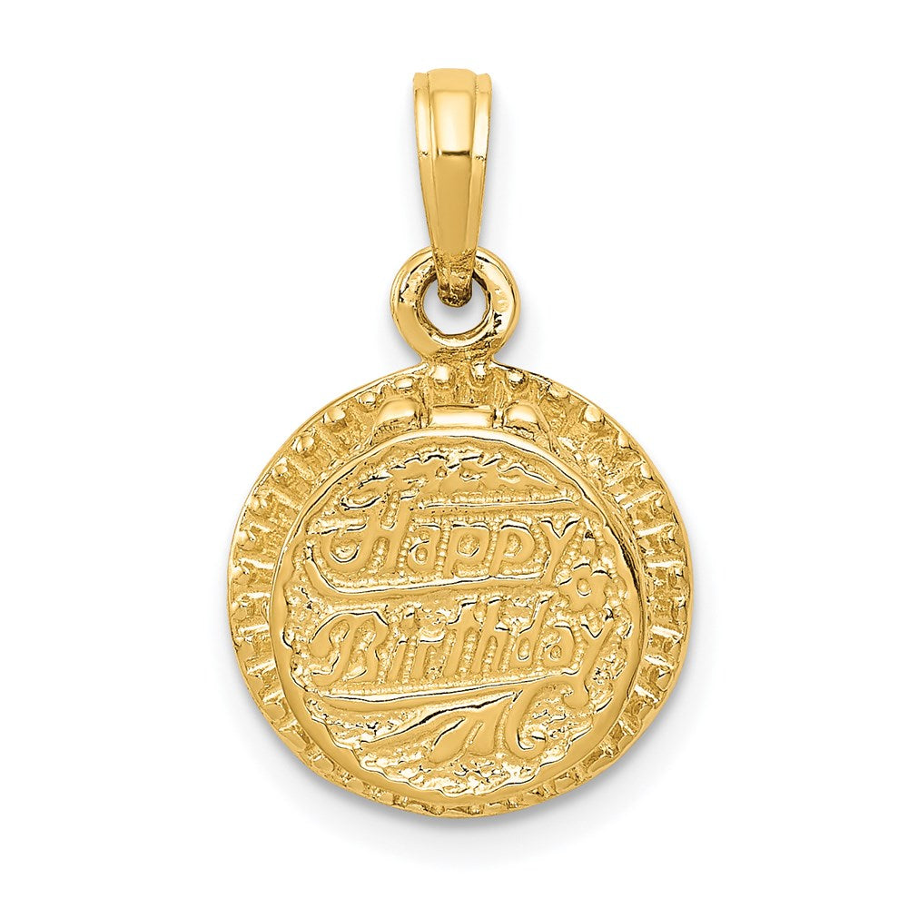 14k 3-D Birthday Cake Opens with Enameled Candle Inside Pendant