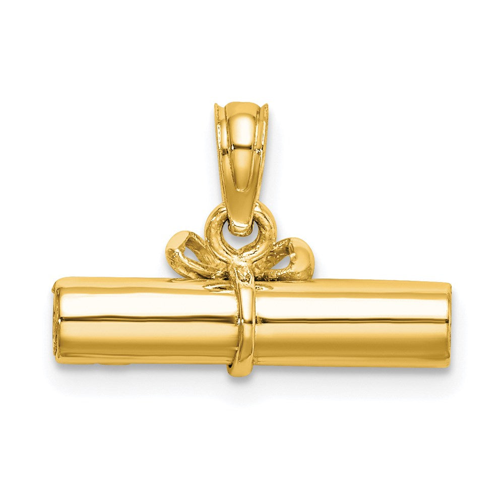 14k 3-D Hollow Polished DIPLOMA Pendant