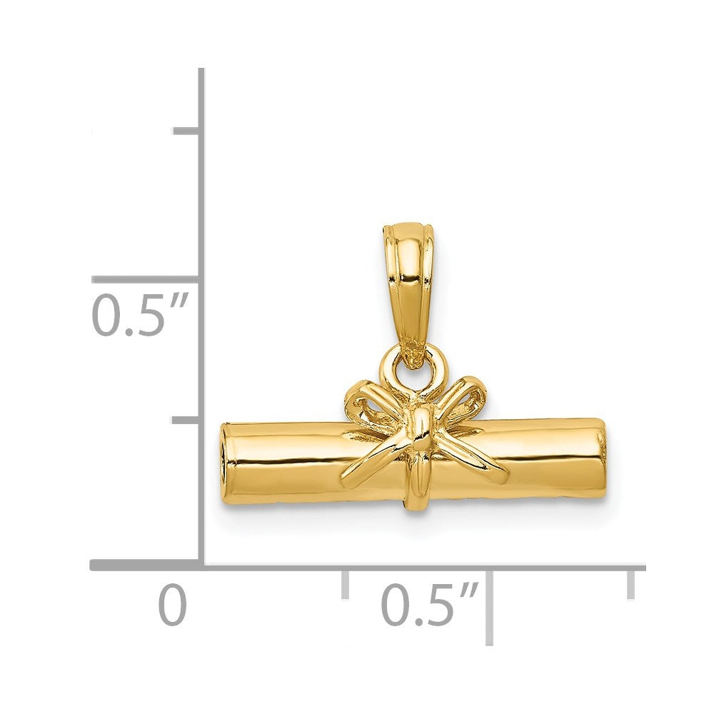 14k 3-D Hollow Polished DIPLOMA Pendant