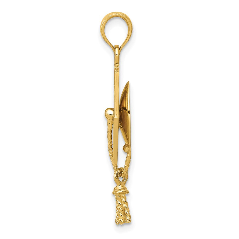 14k Solid Polished 3-D Graduation Cap with Moveable Tassel Pendant