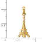 14k Solid Polished 3-D Eiffel Tower Charm