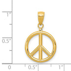 14k 3-D Polished Peace Sign Charm