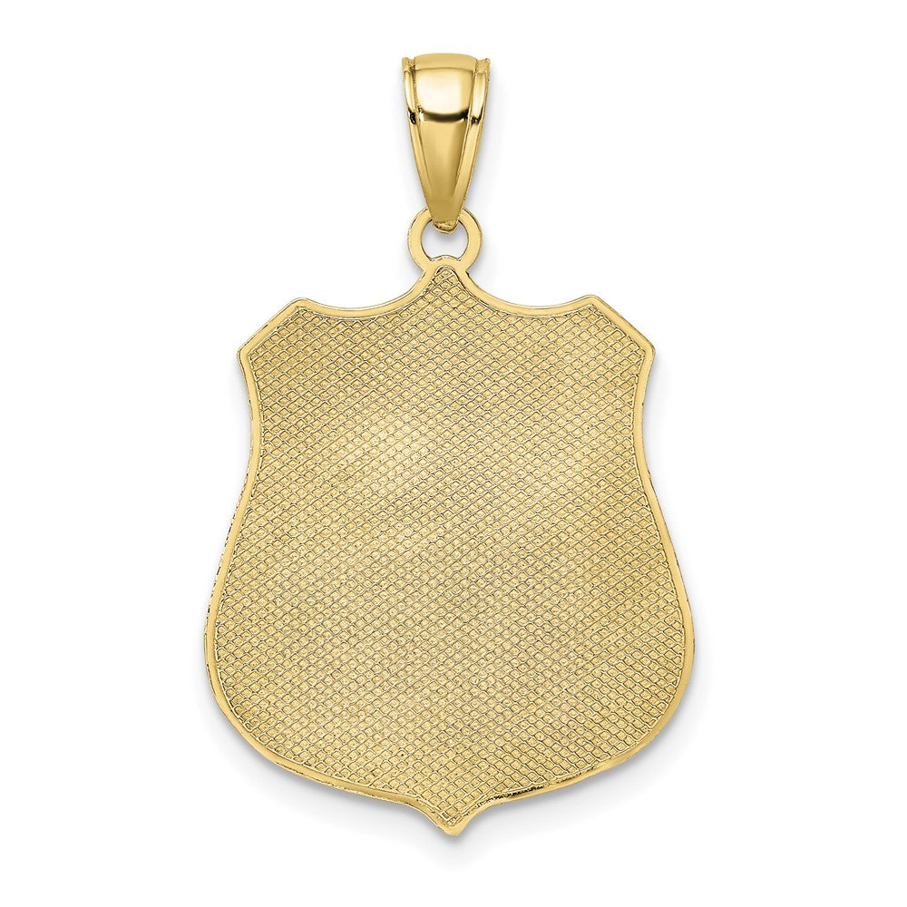 14k Large POLICE Badge with Engravable Area Pendant