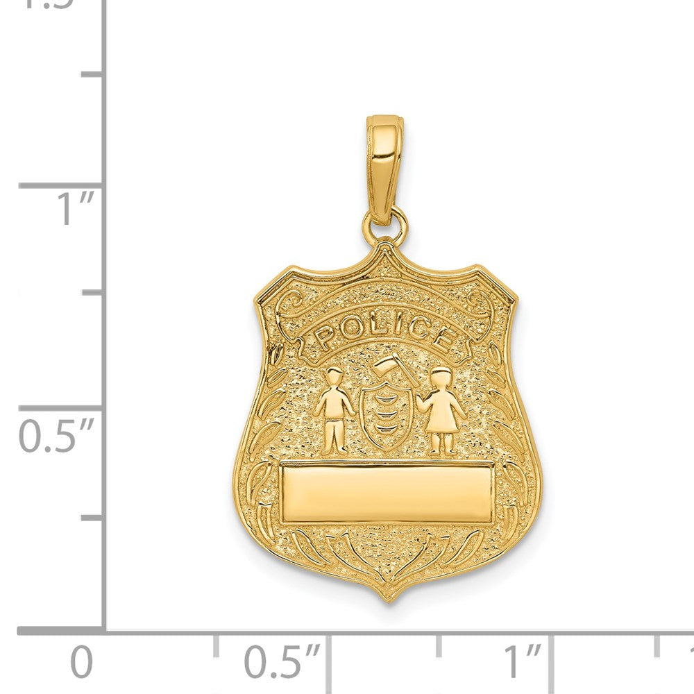 14k Large POLICE Badge with Engravable Area Pendant