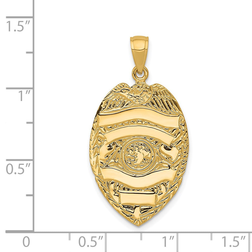 14k Large Badge with Engravable Area Pendant