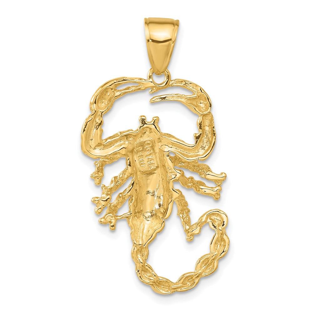 14k Large Solid Polished Open-Backed Scorpion Pendant
