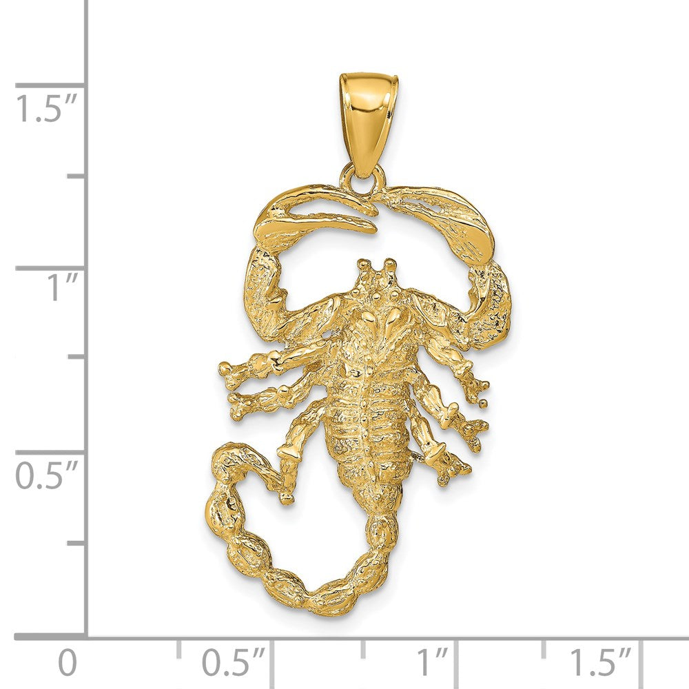 14k Large Solid Polished Open-Backed Scorpion Pendant
