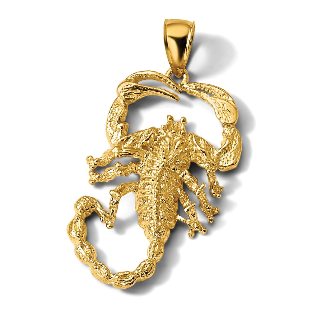 14k Large Solid Polished Open-Backed Scorpion Pendant
