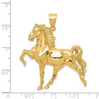 14k Large Solid Polished Open-Backed Horse Pendant