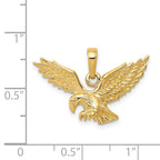 14k Solid Textured Eagle Landing Pendant