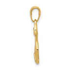 14k Solid Polished Anchor with Rope Pendant
