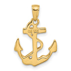 14k Solid Polished Anchor with Rope Pendant