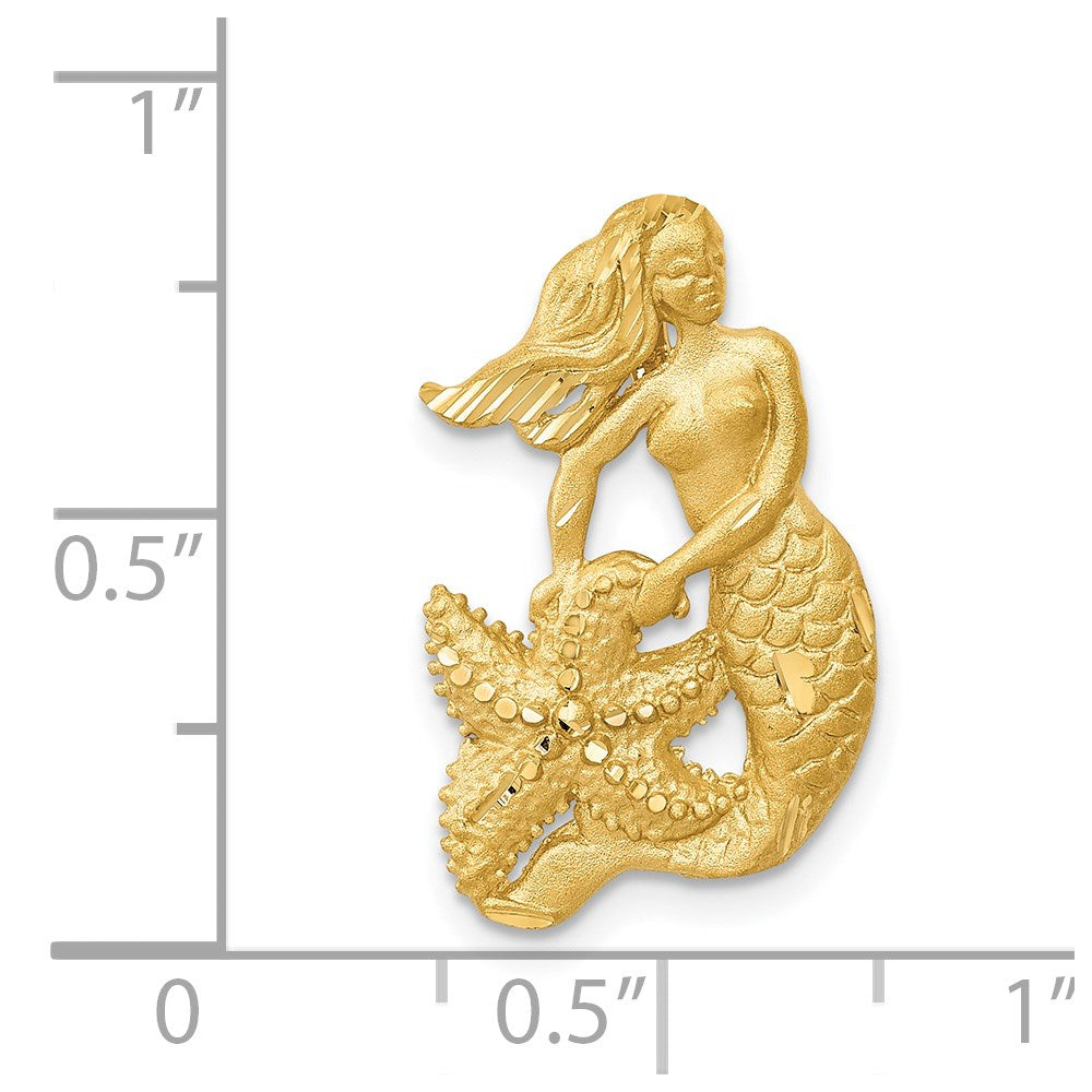 14k Satin Diamond-cut Open-Backed Mermaid Omega Slide
