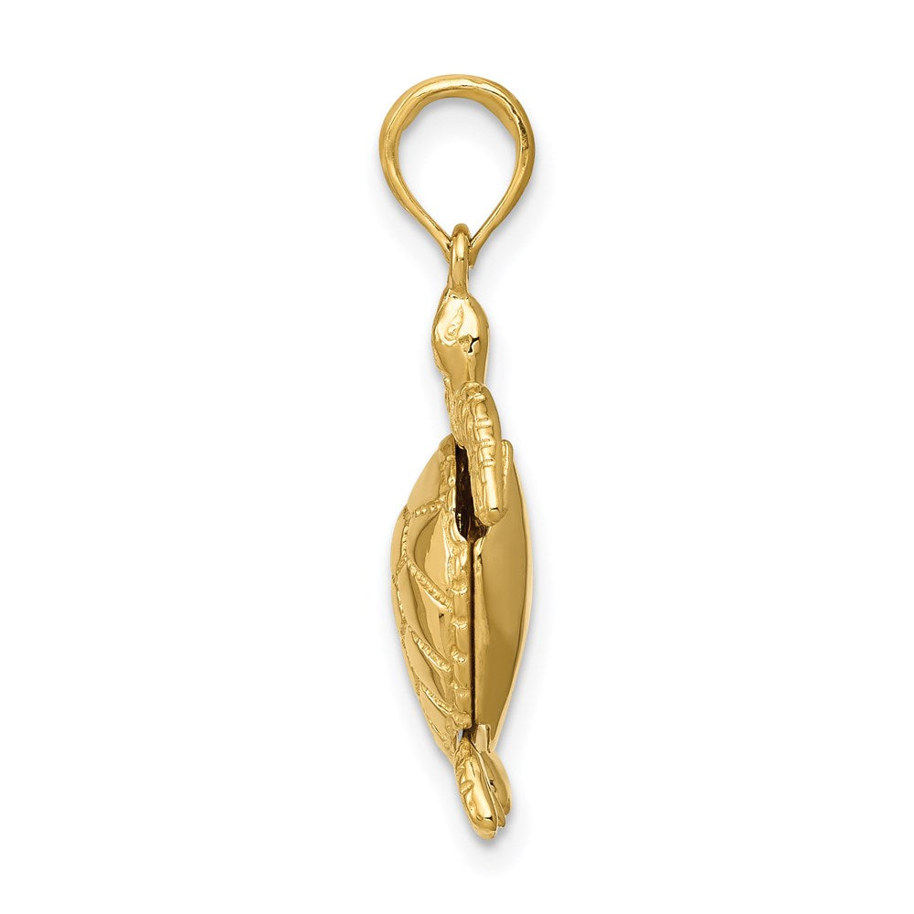 14K Solid Polished 3-D Turtle with Moveable Head and Legs Pendant