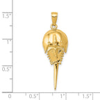 14k Polished Horseshoe Crab with Moveable Tail Pendant