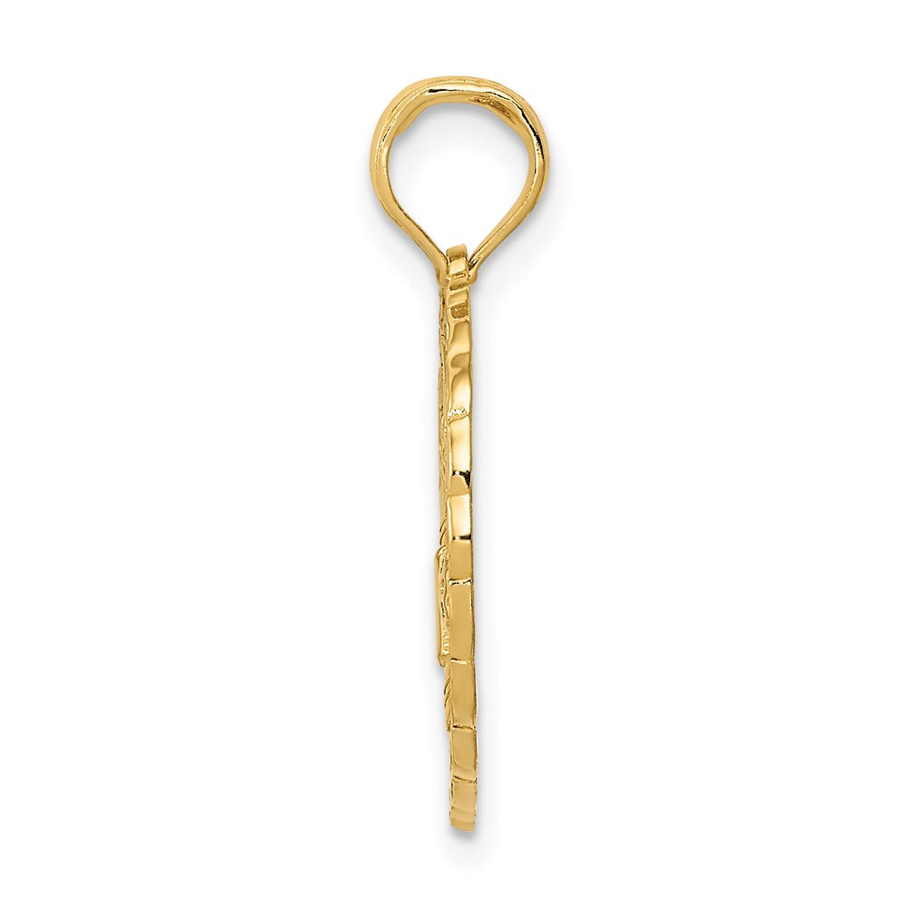14k Solid Polished Golf Theme Circle Pendant