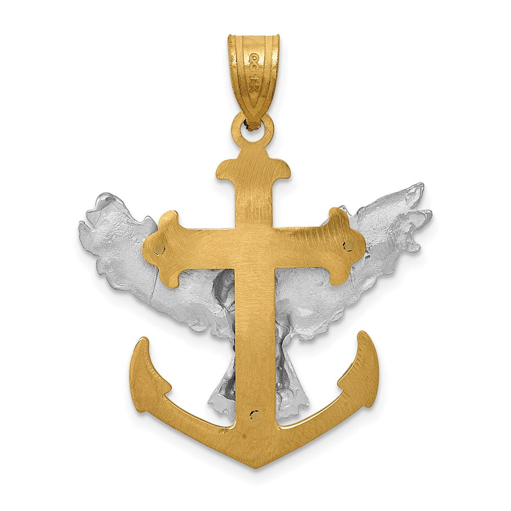 14k Two-tone Mariners Cross with Eagle Pendant