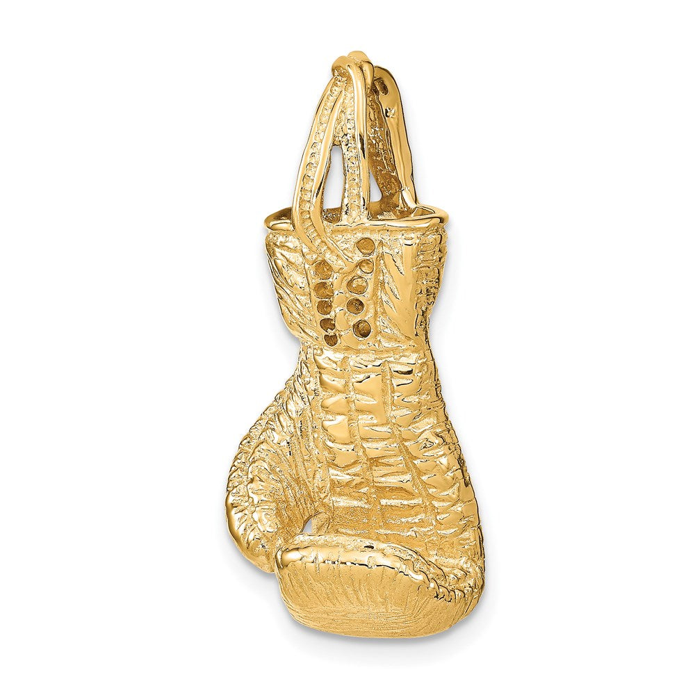 14K Hollow Polished 3-D Large Boxing Glove Pendant