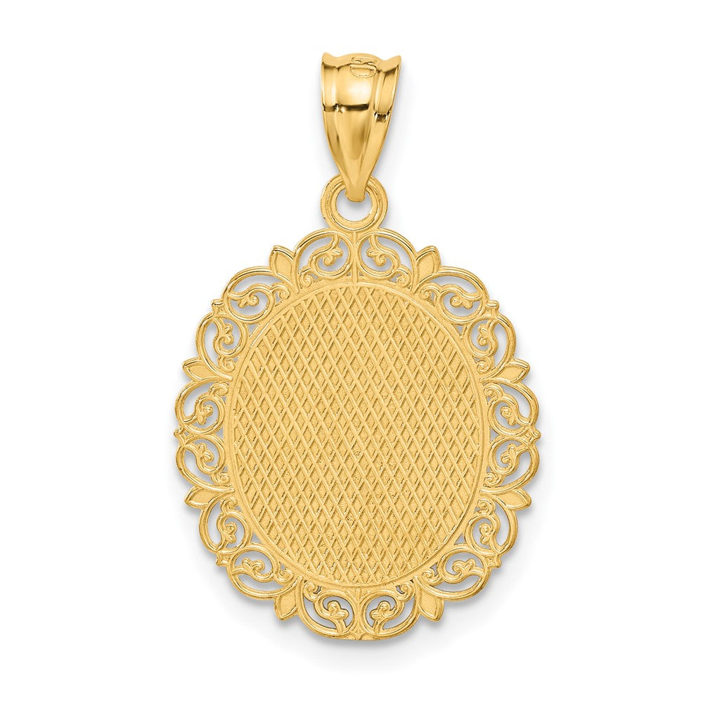14k Solid Satin Polished Aries Zodiac Oval Pendant