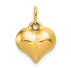 14K Polished 3-D Diamond-cut Puffed Heart Charm