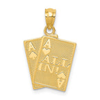 14k Ace of Hearts and Ace of Spades ALL IN! Cards Pendant