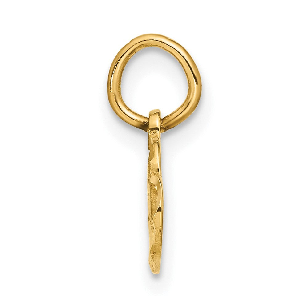 14k Satin And Diamond-cut Two Hearts Charm