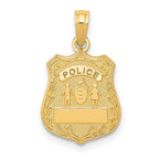 14k POLICE Badge with Engravable Area Pendant