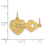 14K Polished 2-Piece Break-Apart HE WHO HOLDS THE KEY CAN UNLOCK MY HEART Charm